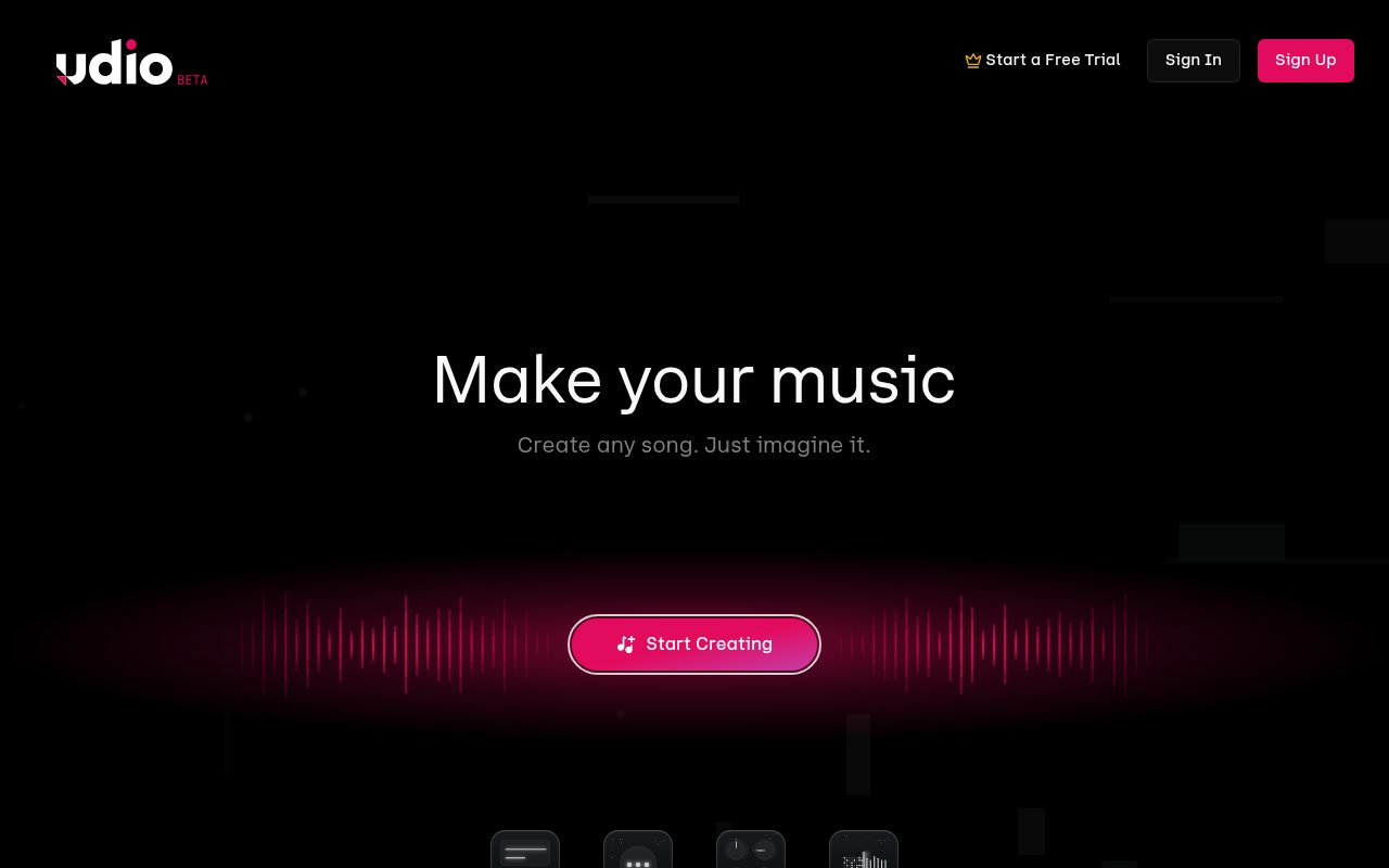 Udio homepage - Make your music