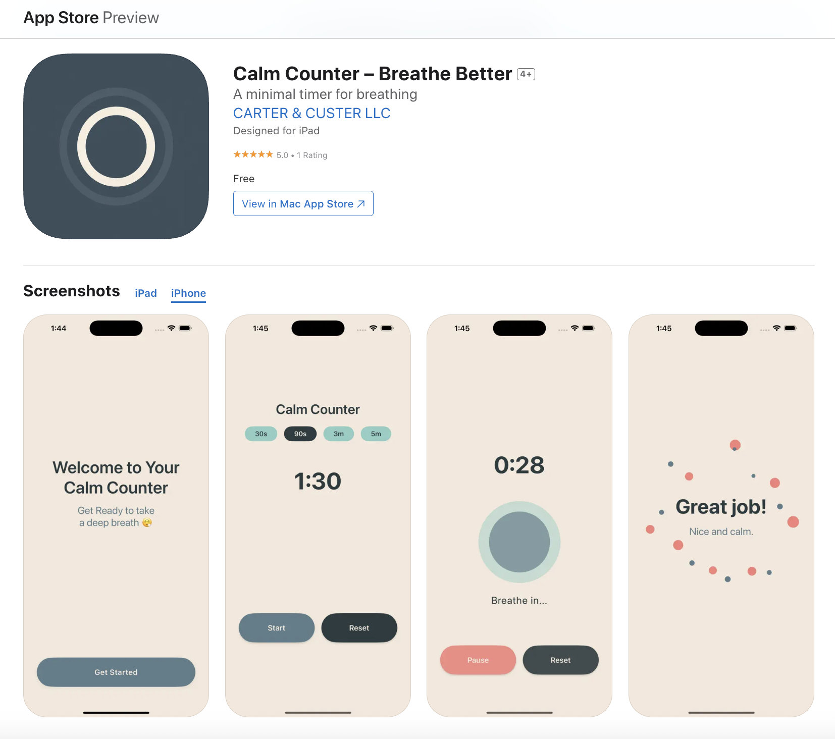 Calm Counter Breathe Better - App Jim Carter III