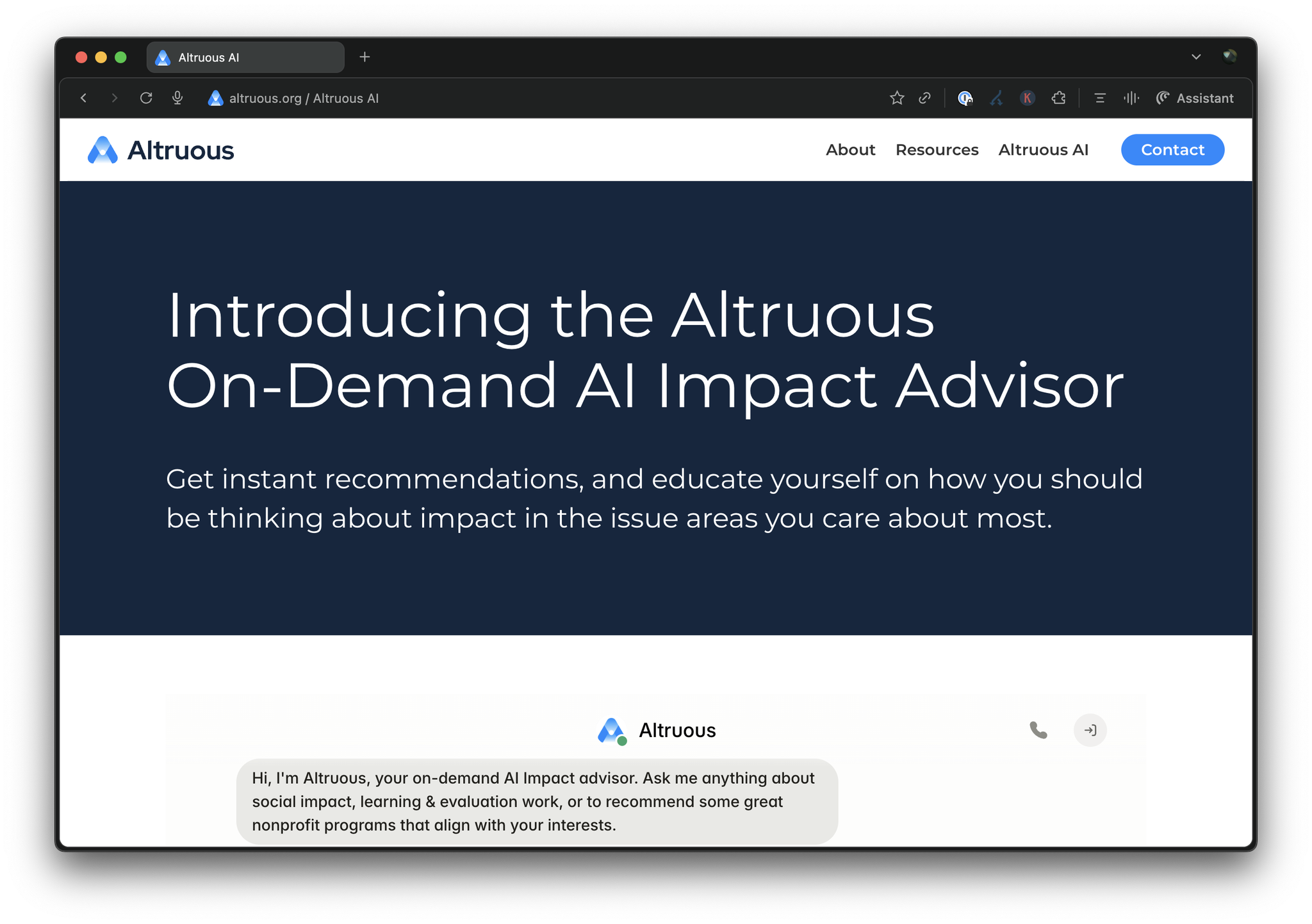 Altruous On-Demand AI Impact Advisor