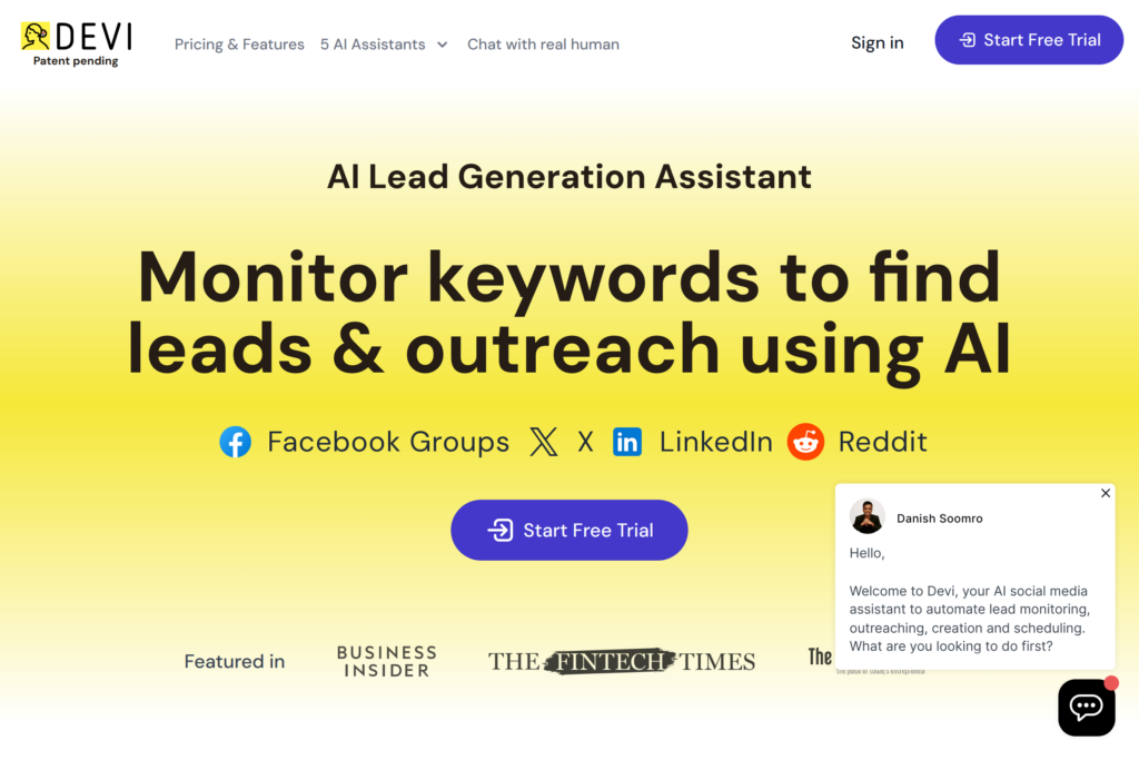 AI-powered social media leads tool with analytics and outreach.