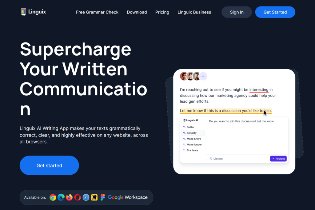 AI-powered writing assistant for clearer communication.