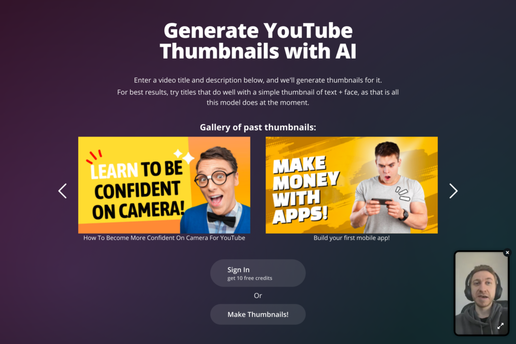 AI-powered YouTube thumbnail generator