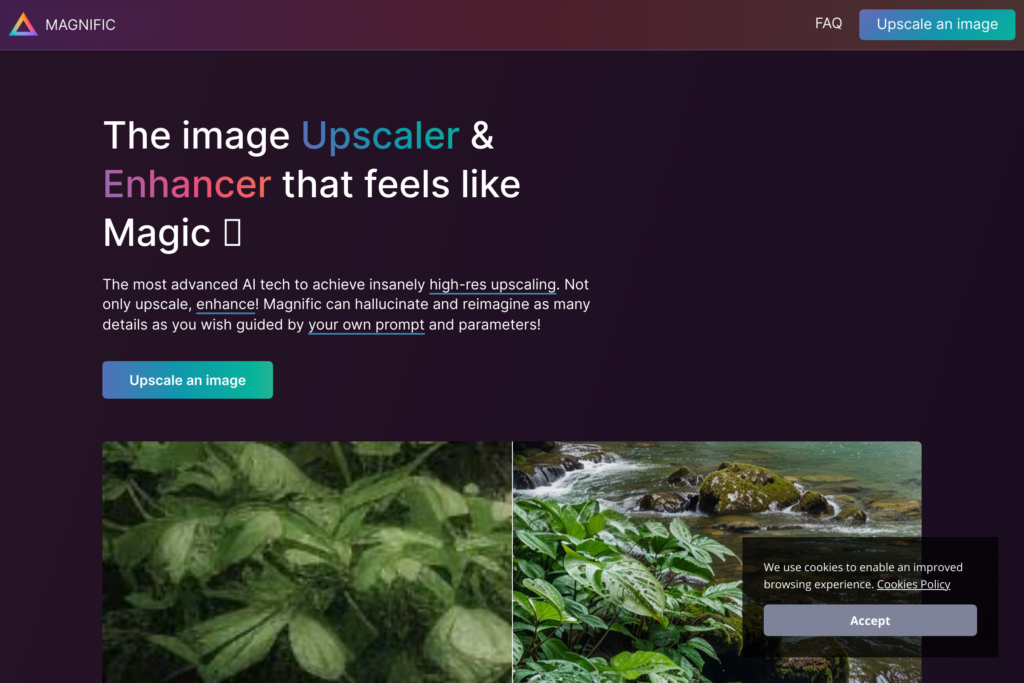 AI-powered image upscaling and enhancement.