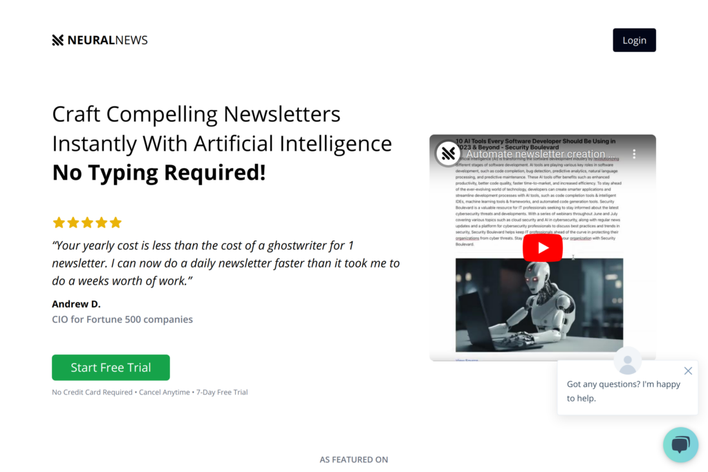 Automate newsletter creation with AI on NeuralNewsletters.
