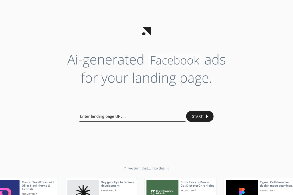 AI-powered ad generation for landing pages.