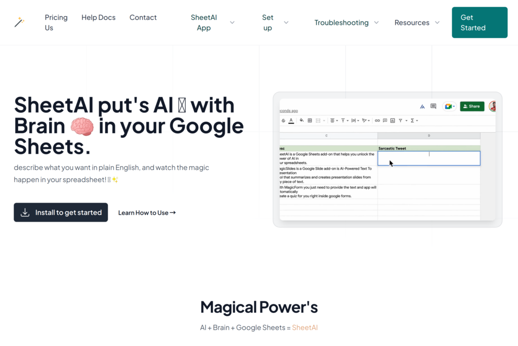AI-powered enhancement for Google Sheets.