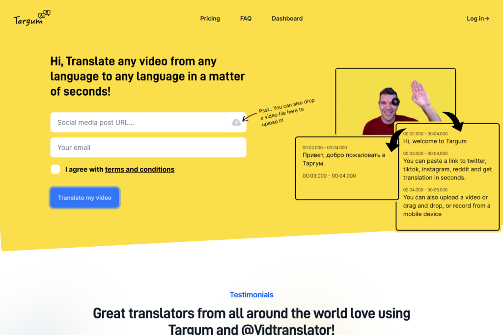 Fast AI video translation service.