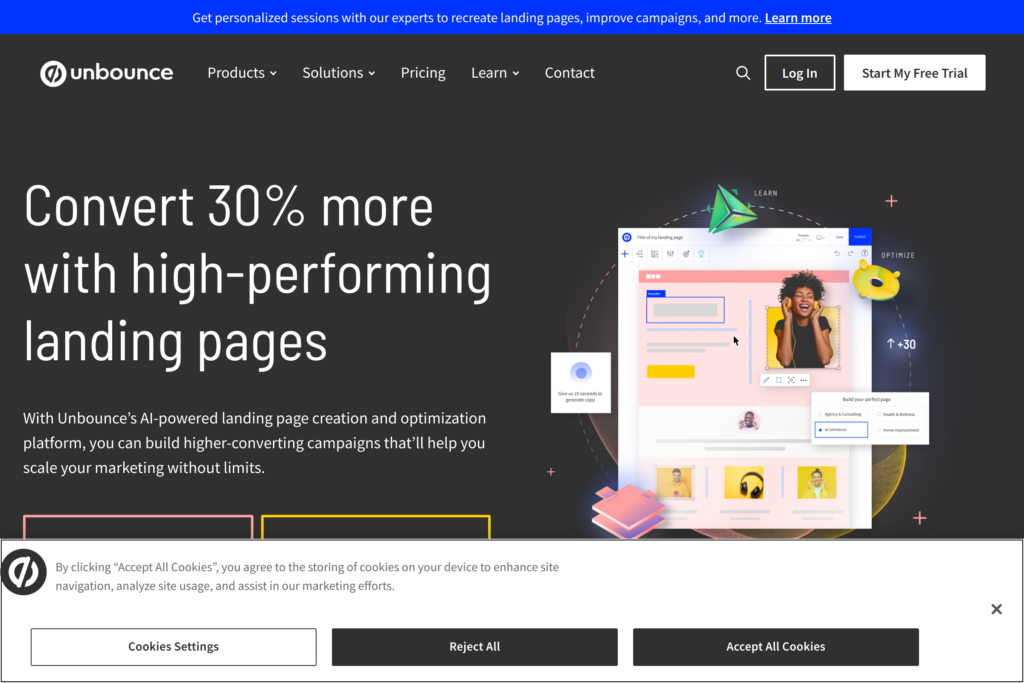 AI-powered platform for optimizing landing pages.