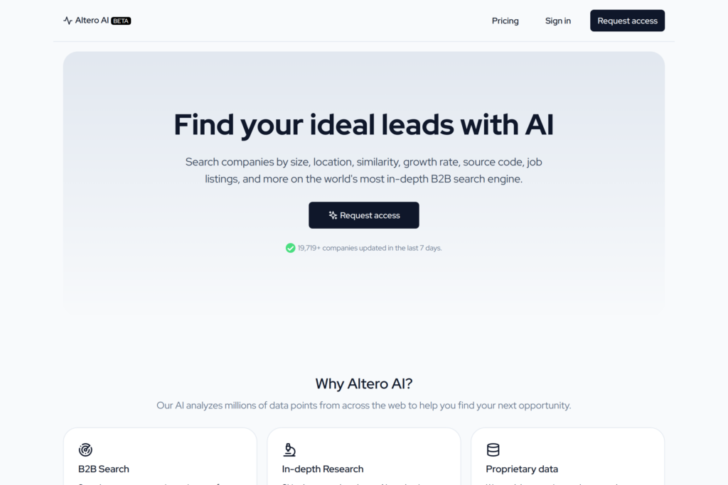 AI-powered B2B search engine for lead discovery.