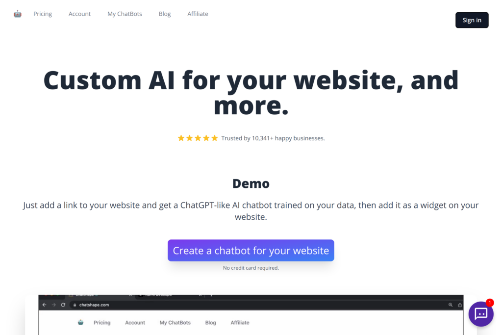 Customizable AI chatbots for websites.