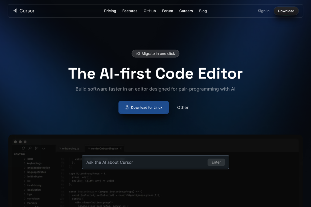 AI-first code editor for faster software development.