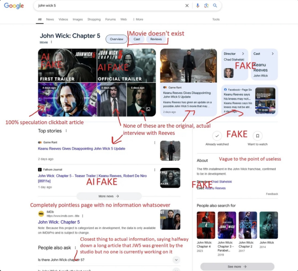 Fake John Wick Chapter 5 in Google