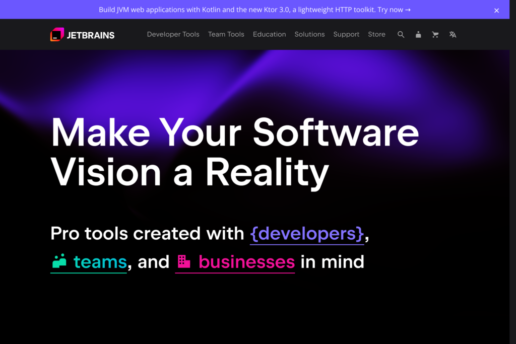 A screenshot of jetbrains.com