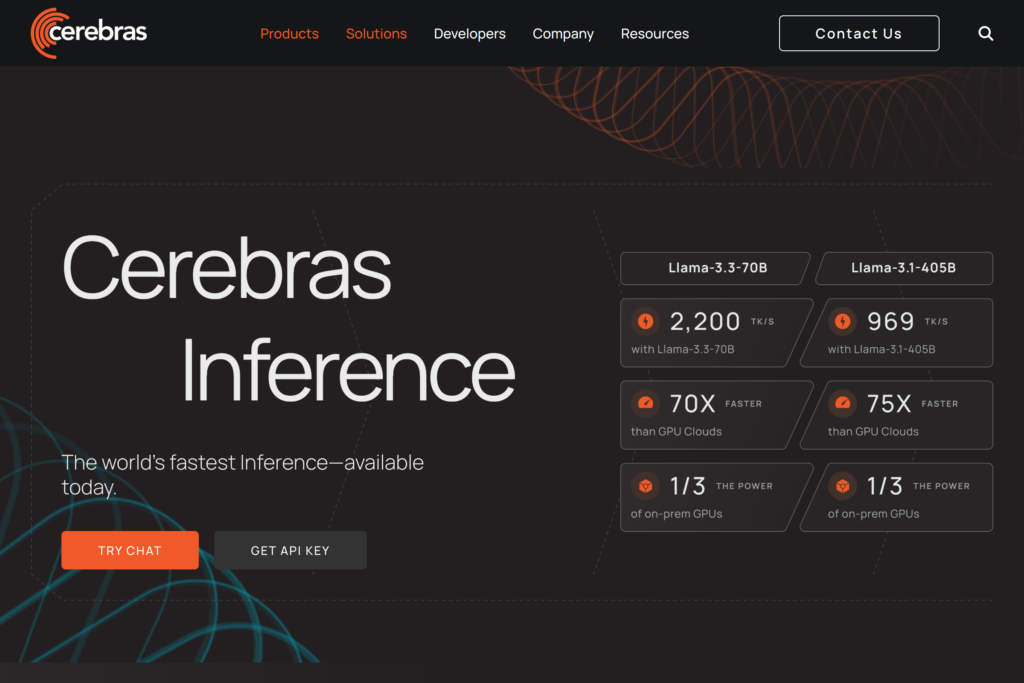 A screenshot of https://cerebras.ai/inference