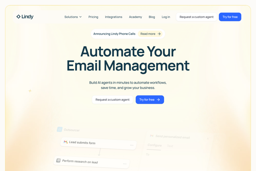 A screenshot of https://www.lindy.ai/