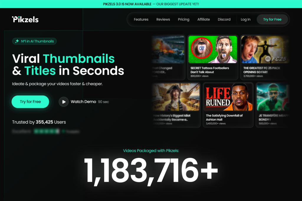 A screenshot of https://pikzels.com/