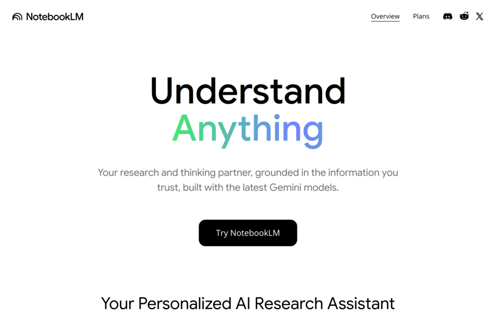 A screenshot of https://notebooklm.google/