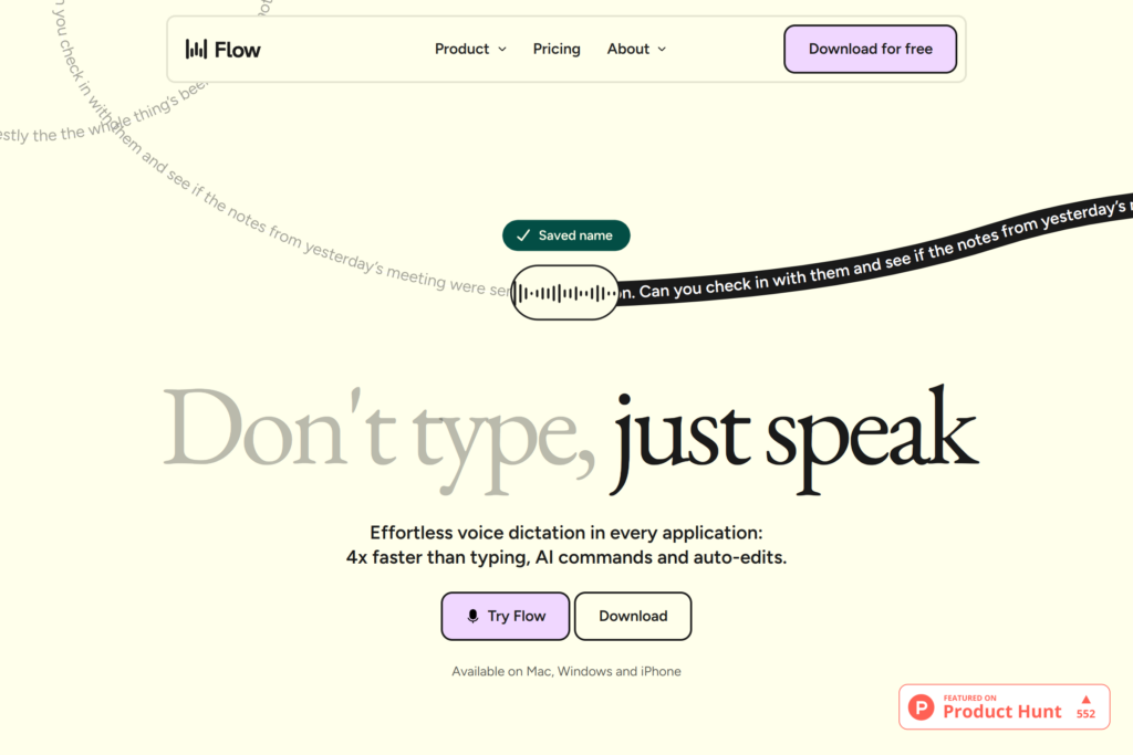 A screenshot of https://wisprflow.ai/