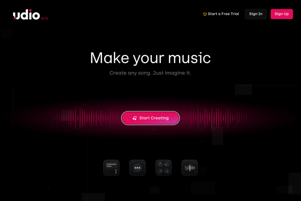 A screenshot of https://www.udio.com/