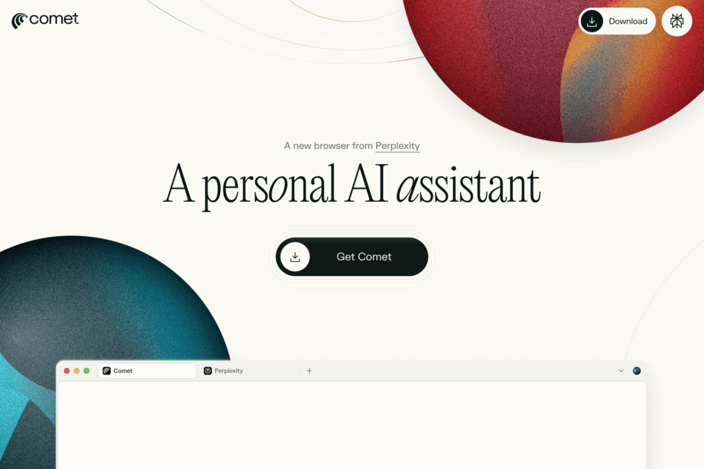 A screenshot of https://www.perplexity.ai/comet?referral_code=FCTGPF6P